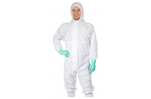  - COVERALL SIMSAFE SC06, ISO4, WHITE, HOOD, SIZE XL