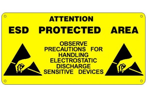 ITECO - PVC RIGID SIGN "ATTENTION ZONE PROTEGEE CONTRE LES ESD" - 600 x 300mm