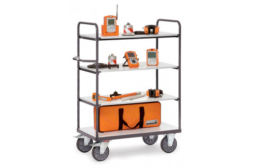  - ESD SHELVED TROLLEY, 4 SHELVES, WITH HANDLE, 1000x600mm, 600kg