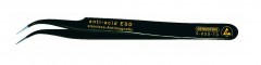 SMD TWEEZERS, 120 MM, SICKLE-SHAPED, VERY SHARPLY POINTED, WITH ESD-COATING