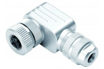M12-A, angled, screw clamp/solder, shielding ring, shieldable
