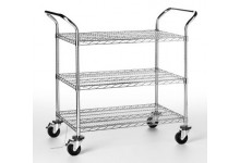  - ESD cart with wired chromed steel shelving rack