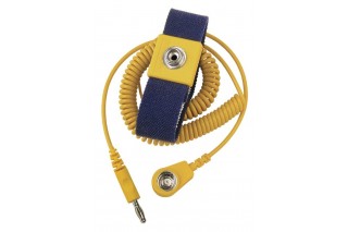  - Elastic adjustable blue wrist strap with coiled cord