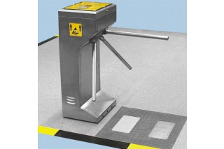  - 3-arm turnstile gate with footwear and wrist strap tester