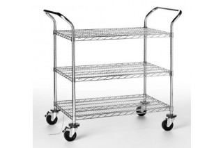  - ESD cart with wired chromed steel shelving rack