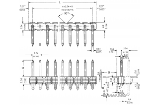  - Pin header 1 row - bent