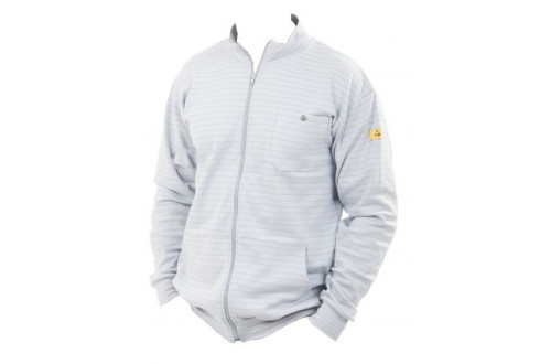  - ESD SWEATSHIRT WITH ZIPPER AND LONG SLEEVE, LIGHT GREY, XXL