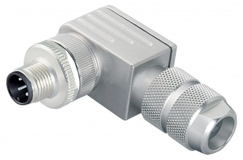 BINDER - M12-D, angled, screw clamp, iris spring, shieldable