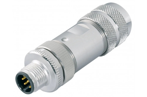 BINDER - M12-A, screw clamp/solder, shielding ring, shieldable