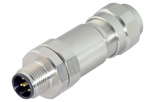 BINDER - M12-D, screw clamp, shielding ring, shieldable, stainless
