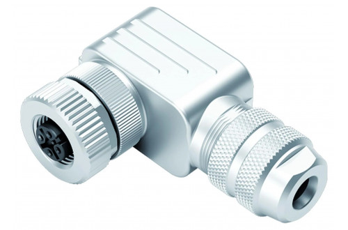 BINDER - M12-A, angled, screw clamp/solder, shielding ring, shieldable