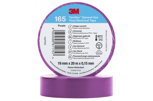 3M - RUBAN ELECTRIQUE VINYLE 3M TEMFLEX 165, VIOLET, 19mm x 20m