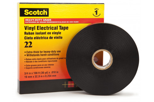 3M - SCOTCH 22 VINYL ELECTRO-ISOLATIEBAND, ZWART, 19mm x 33m, 0,25mm