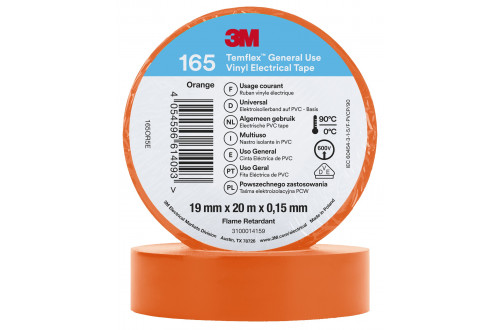 3M - 3M TEMFLEX VINYL ISOLATIETAPE 165, ORANJE, 19mm x 20m