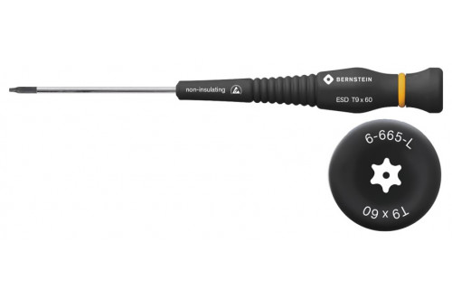 BERNSTEIN - TORX-SCREWDRIVER T9 WITH BORE-HOLE WITH DISSIPATIVE HANDLE