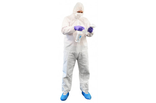  - ANTISTATIC DISPOSABLE COVERALL, HOOD, TYPE 5/6, CAT III, MICROPOROUS, ELASTICATED WAIST/CUFF/ANKLE, INDIVIDUALLY BAGGED, SIZE L
