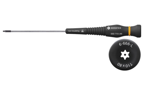 BERNSTEIN - TORX-SCREWDRIVER T10 WITH BORE-HOLE WITH DISSIPATIVE HANDLE