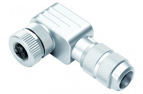 BINDER - M12-A, angled, screw clamp, iris spring, shieldable