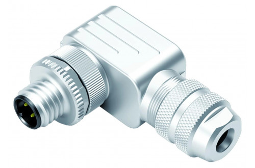 BINDER - M12-A, angled, wire clamp, shielding ring, shieldable