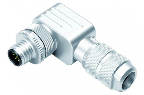 BINDER - M12-A, angled, screw clamp, iris spring, shieldable