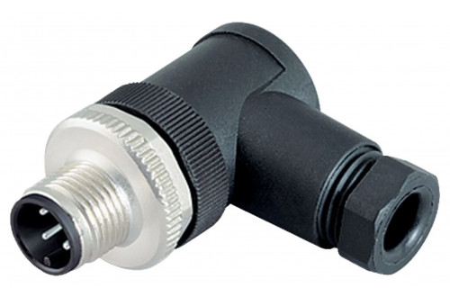 BINDER - M12-A, angled, metal locking, screw clamp/solder