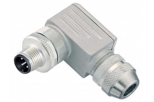 BINDER - M12-D, angled, screw clamp, shielding ring, shieldable