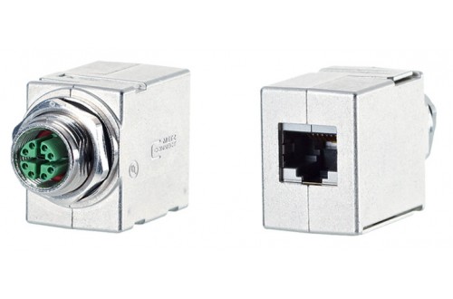 METZ CONNECT - Panel feed through adapters M12 X-coded to RJ45 straight