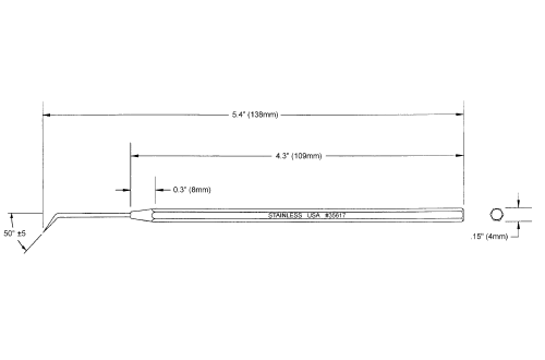  - ESD single bend probe stainless steel