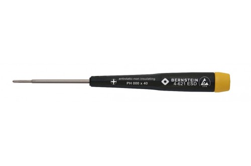 BERNSTEIN - CROSS-RECESS SCREWDRIVER, SIZE 00, WITH DISSIPATIVE HANDLE, BLADE LENGTH 40mm