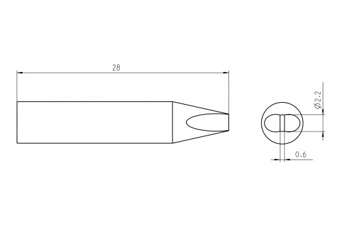 WELLER - BEITELVORM STIFT RTU 022 S MS 2,2x0,6mm