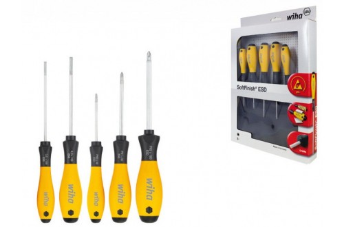 WIHA - SoftFinish® ESD slotted/ Phillips screwdriver set, 5 302ESD HK5 