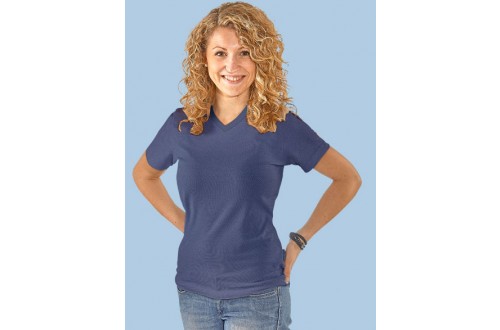  - ESD LADIES V-NECK T-SHIRT NAVY BLUE XS