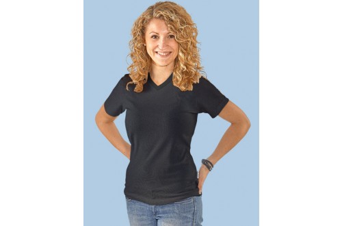  - ESD LADIES V-NECK T-SHIRT BLACK XS