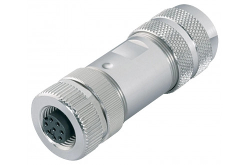 BINDER - M12-A, screw clamp/solder, shielding ring, shieldable