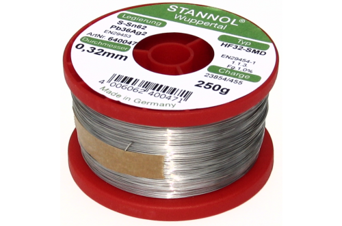 STANNOL - SOLDER WIRE Sn62Pb36Ag2 HF32 1% (1,0mm-250g)