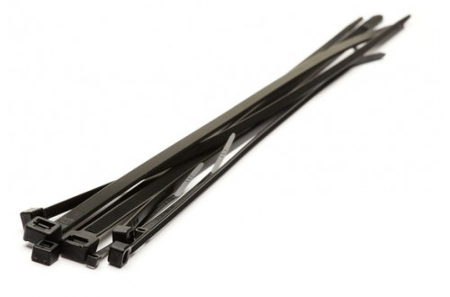  - 370x7.6mm BLACK POLYPROPYLENE CABLE TIES  x100