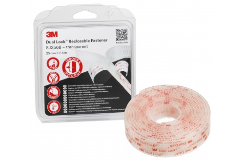 3M - SYSTEME OUVRABLE / REFERMABLE SJ3560 3M DUAL-LOCK, TRANSLUCIDE, 25mm x 2.5m, 5.7mm