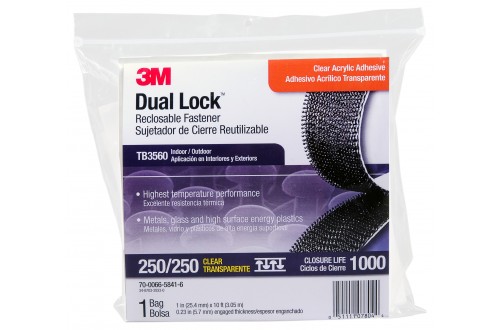 3M - SYSTEME OUVRABLE / REFERMABLE 3M DUAL-LOCK SJ3560, TRANSLUCIDE, 25,4mm x 3m