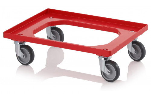  - COMPACT TRANSPORT TROLLEY WITH RUBBER WHEELS 62x42cm RED