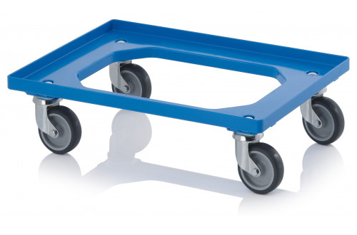  - CHARIOT PORTE-BAC COMPACT AVEC ROULETTES EN CAOUTCHOUC 62x42cm BLEU