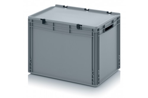  - EUROBOXEN MET SCHARNIERDEKSEL, OPEN HANDVATTEN, GRIJS 60x40x43,5cm