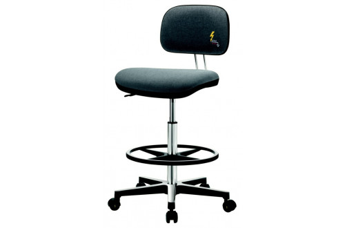 ITECO - CONDUCTIVE STOOL H= 500/700mm, ADJUSTABLE BACK-REST ANGLE, FOOT-PLATE, WITH FEET