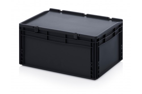  - ESD EURO CONTAINER WITH HINGE LID 60x40x27cm