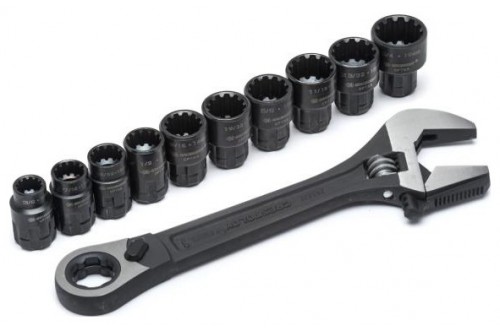 CRESCENT® - Pass-Thru X6 Black Oxide Adjustable Wrench and Spline Socket Set