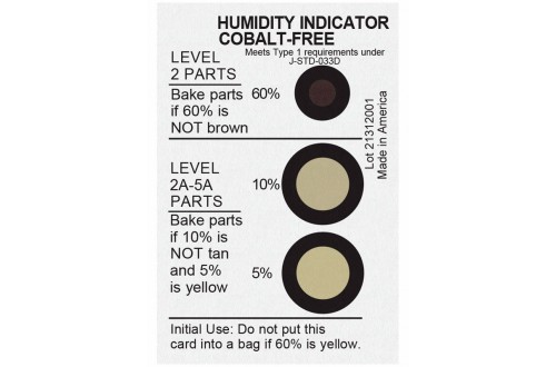  - Carte indicatrice d'humidité sans Cobalt 5, 10, 60%