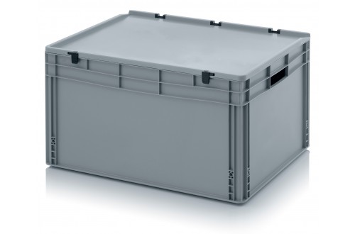  - EUROBOXEN MET SCHARNIERDEKSEL, OPEN HANDVATTEN, GRIJS 80x60x43,5cm