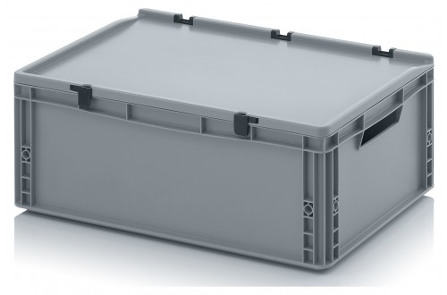  - EUROBOXEN MET SCHARNIERDEKSEL, OPEN HANDVATTEN, GRIJS 60x40x23,5cm